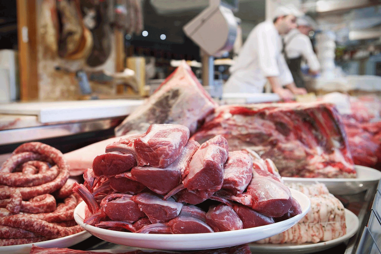 butcher shop and plates of meat