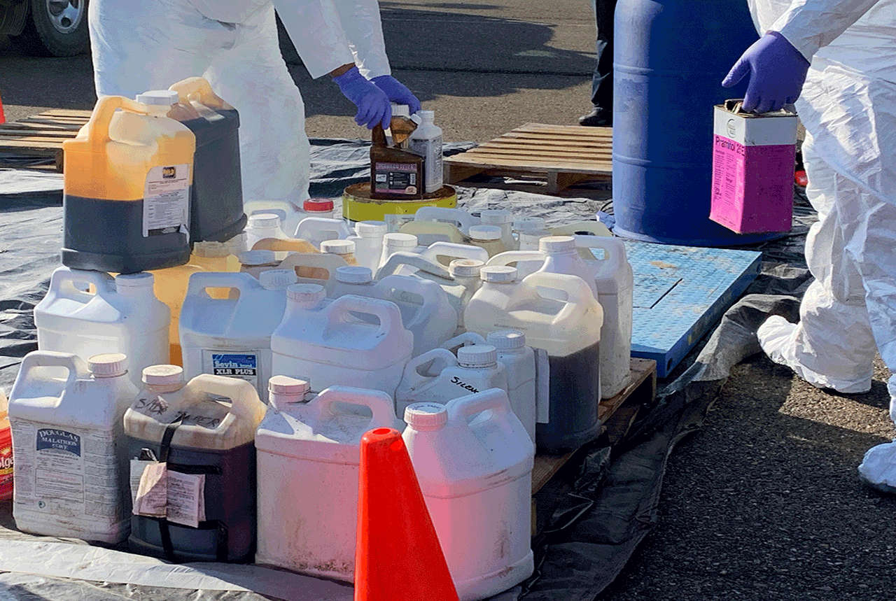 Recycled plastic containers various colors and sizes