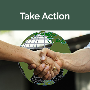 hands shaking in front of green globe