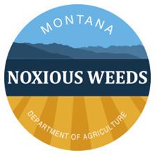 Noxious Weeds Logo - round with mountains and fields